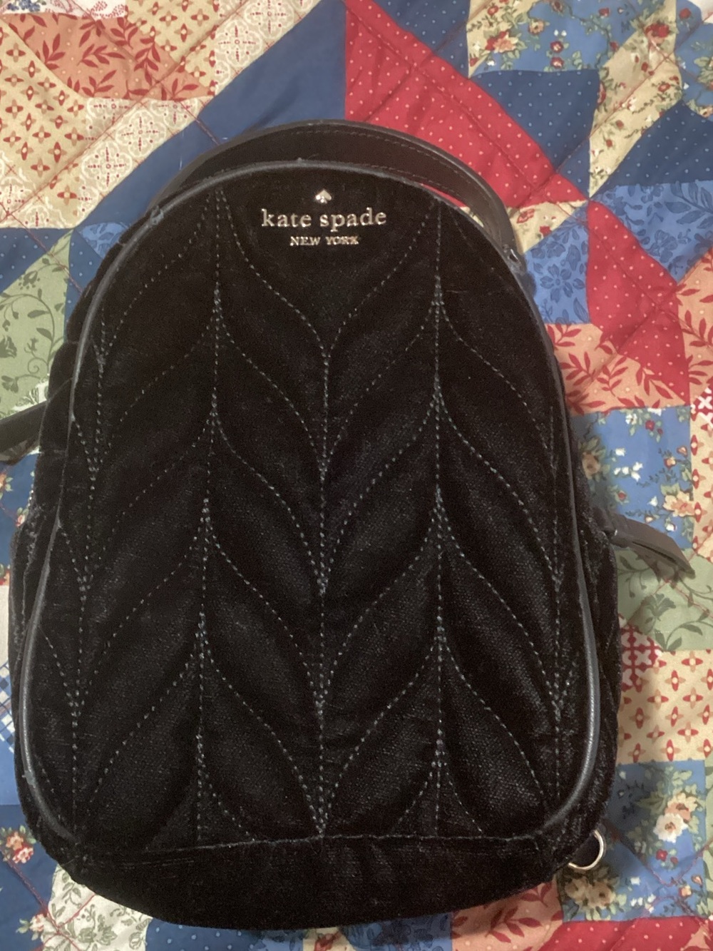 kate spade Black Quilted Velvet Mini Backpack